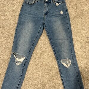 Distressed Blue Jeans